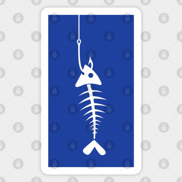 Fish skeleton in a fish hook. Magnet by VinagreShop